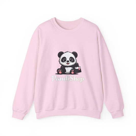 Panda Shop Crewneck Sweatshirt — Cute Panda Graphic Cozy Pullover